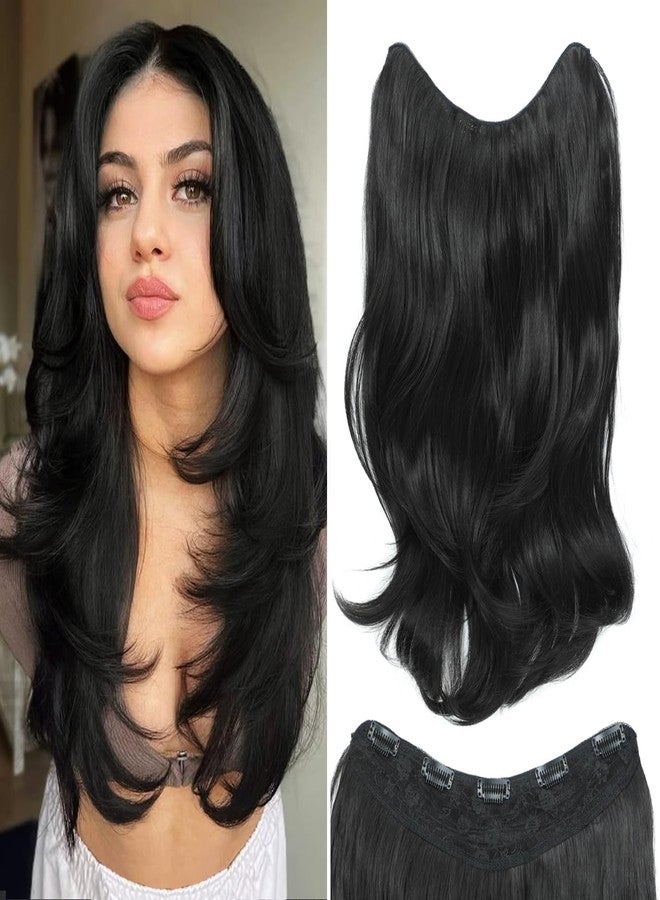 Gulagula Hair Extensions 1PCS U-shape Clip in Hair Extensions 20inch Black hair extensions Clip in Synthetic Fiber Hairpieces for women - Image 1